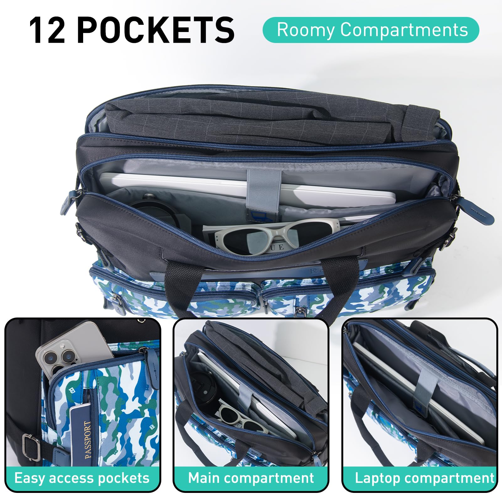 3 in 1 Laptop Backpack for Men - 17.3 Inch Business Computer Bag & Work Briefcase - Water Resistant Titan Sea - Perfect for Office, Travel & College Commute