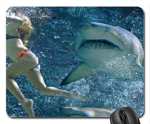 Shark Attack Gaming Mouse Pad - Fish Themed Non-Slip Mousepad for PC & Laptop - Perfect for Gamers, Office Work & Home Use