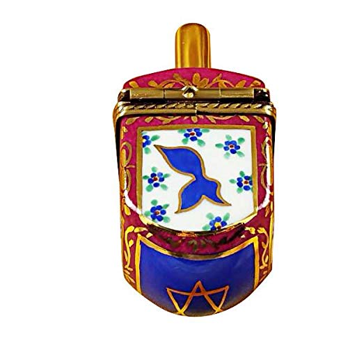 Rochard Limoges Box - Dreidel Blue-Maroon Porcelain Jewelry Box | Religious Keepsake Gift for Hanukkah, Christmas & Special Occasions | Perfect for Home Decor, Collectibles & Gift Giving
