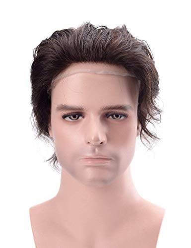 10x8 Dark Brown Real Human Hair Toupee for Men & Boys - Natural Looking Hair Patch Wig with Free Wig Tape & 4 Clips | Perfect for Hair Loss, Thinning Hair & Daily Styling