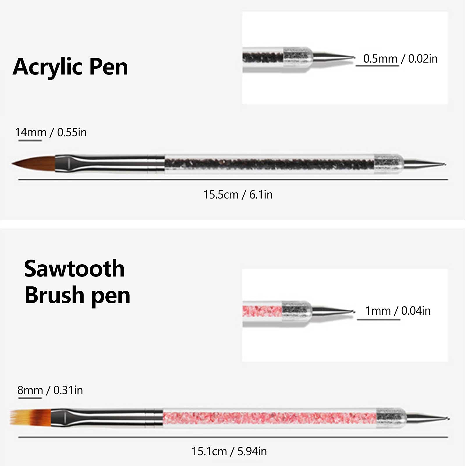 Dual Ended Nail Brush Pens - Soft Deformable Nail Art Pen with Durable Delicate Design for Professional & DIY Manicures | Perfect for Salon, Home Use & Nail Art Enthusiasts