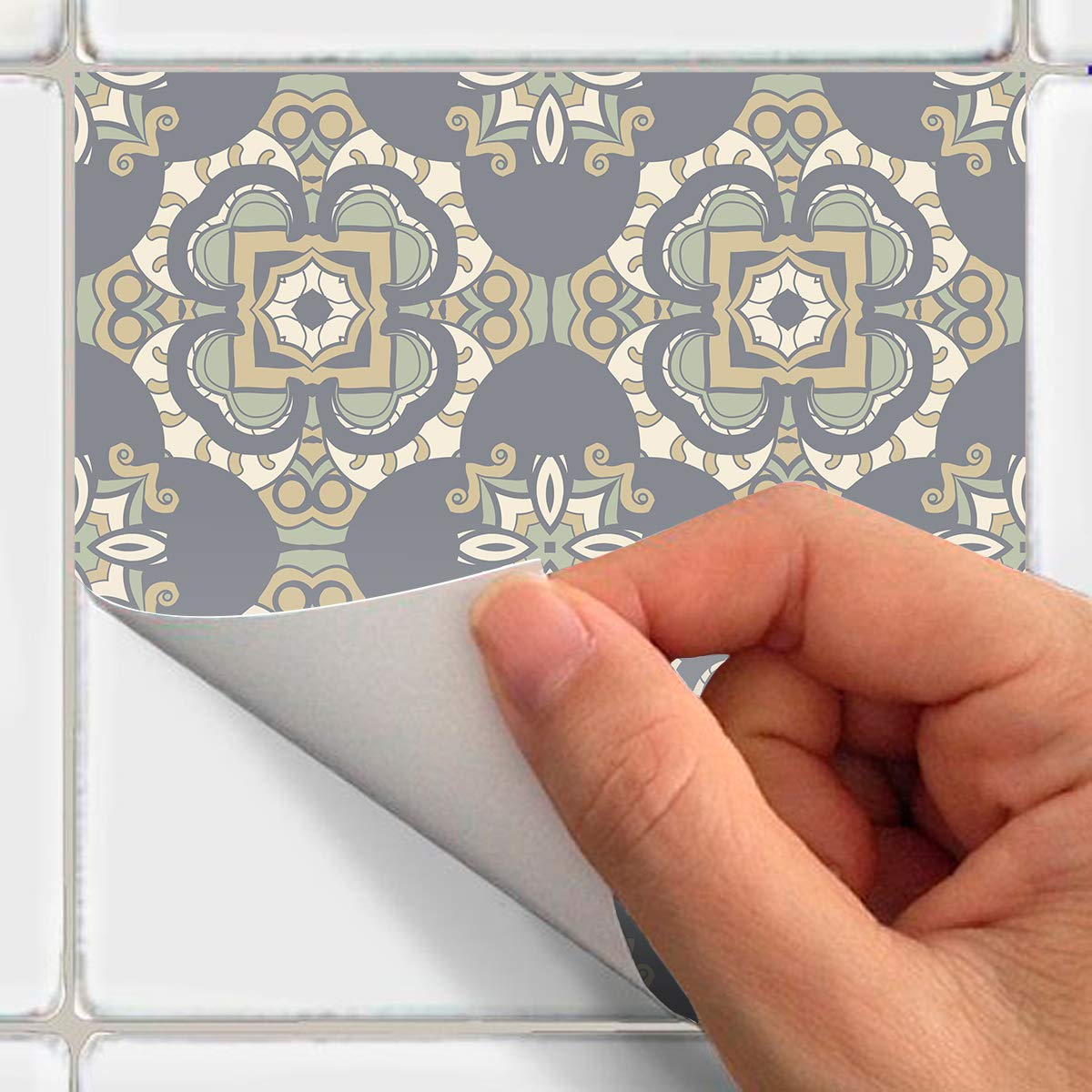 Azulejos Olka Cement Tile Stickers - Self-Adhesive Waterproof Wall Decals for Bathroom, Kitchen, Backsplash (15 Pack, 60x60cm) - Perfect for Home Renovation & DIY Decor Projects
