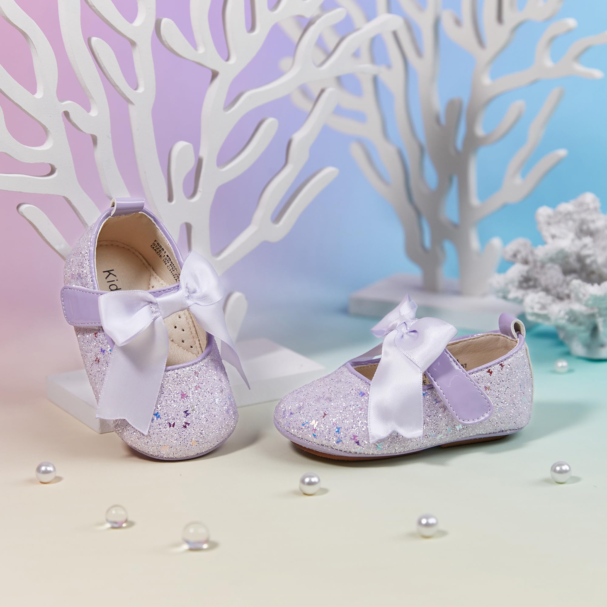 Kiderence Baby Girls Prewalker Mary Jane Flats - Soft Sole Bowknot Princess Dress Shoes for Infant & Toddler (6-24 Months) | Perfect for First Steps, Special Occasions & Photo Shoots