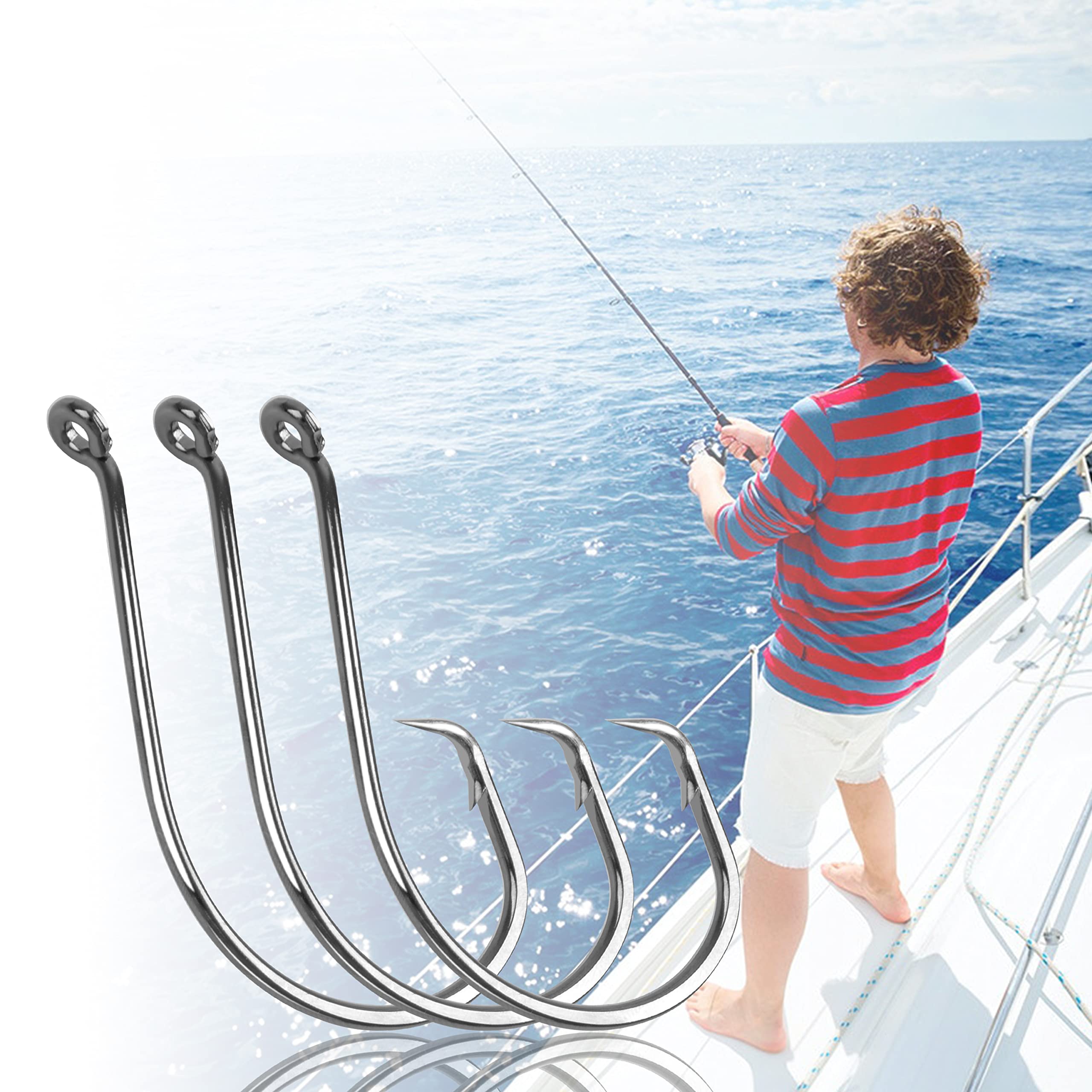 150pcs 2X Strong Octopus Circle Hooks - Saltwater Fishing Hooks for Catfish & Bass (Size 8-10/0) - Offset Sport Circle Hooks for Deep Sea Fishing & Freshwater Angling