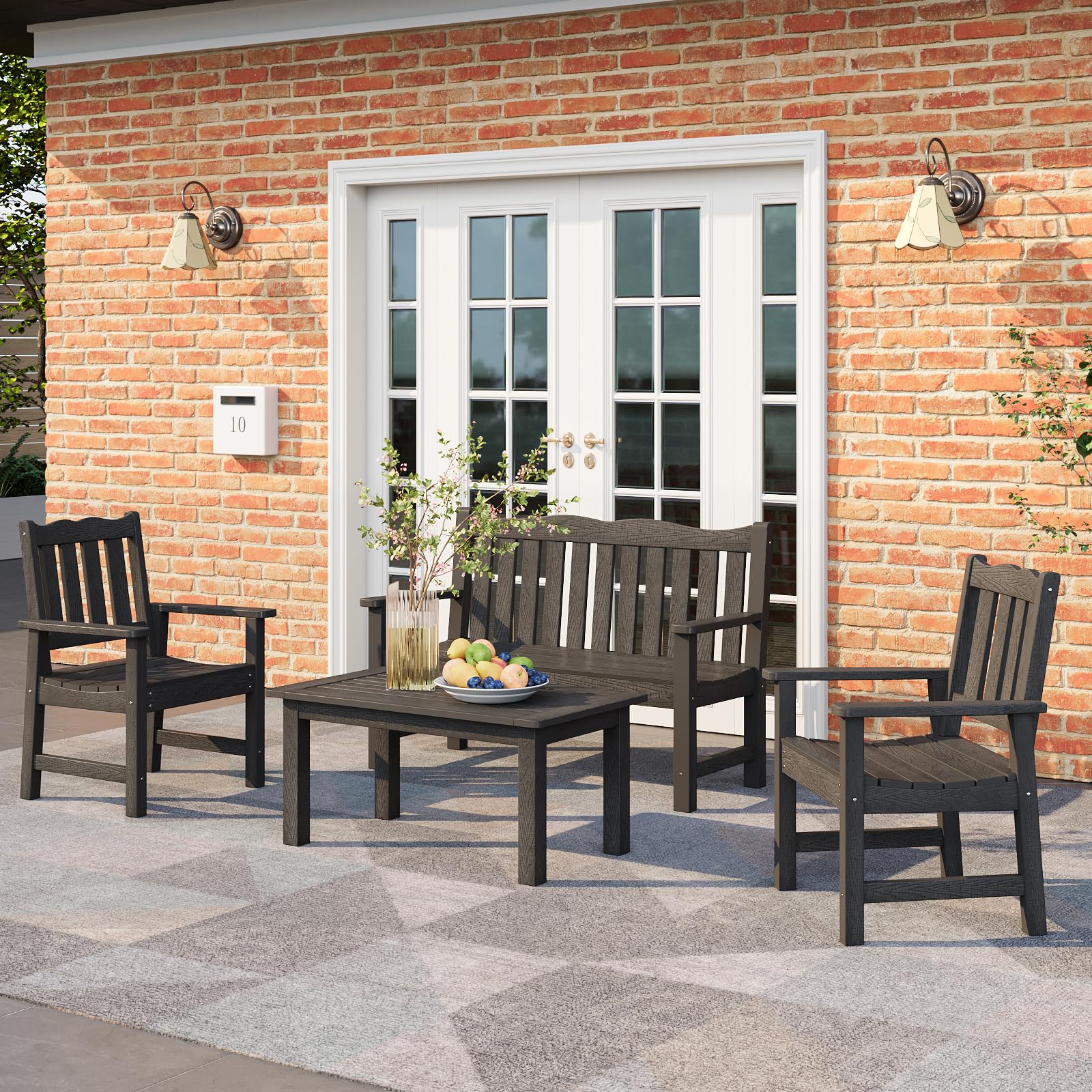 Stoog Outdoor Coffee Table - All-Weather Poly Lumber Patio Side Table, Rectangle End Table for Backyard, Porch, Garden, Balcony & Deck - Black | Perfect for Outdoor Entertaining, Poolside Relaxation & Patio Decor