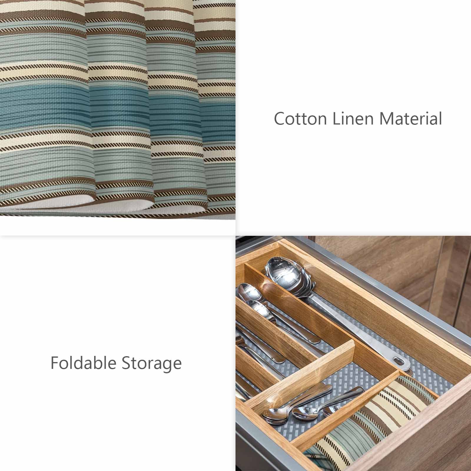 Retro Teal Boho Striped Cotton & Linen Placemats Set of 4 - Washable Dining Table Mats 13x19 Inches for Kitchen, Party, Wedding Decor - Perfect for Boho Chic Dining, Farmhouse Tables & Coastal Home Decor
