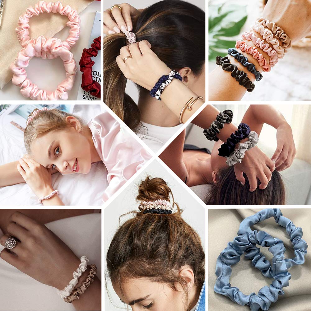 Silk Satin Scrunchies Hair Ties - No Crease Ponytail Holders for Thick & Curly Hair | Soft Elastic Hair Bands for Women & Girls | Perfect for Workouts, Office, and Everyday Styling