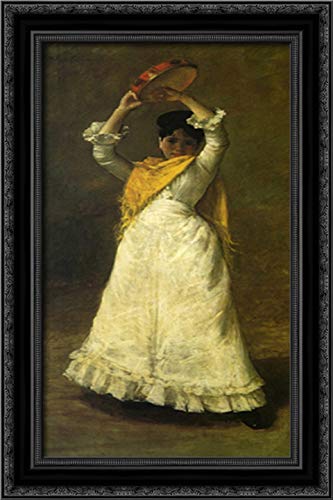 William Merritt Chase Madrid Dancing Girl 16x24 Framed Canvas Art - Elegant Black Ornate Wood Frame for Living Room, Bedroom & Office Wall Decor