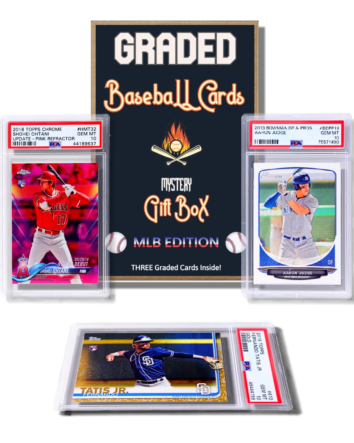 Premium Graded Baseball Cards Gift Box - MLB Edition with PSA/BGS 10, 9.5 or 9 Cards | Rookie Autographs & Numbered RC Refractors | Perfect Baseball Gift for Collectors & Fans | Great for Display, Investment & Fantasy Sports by Slabs of Heat
