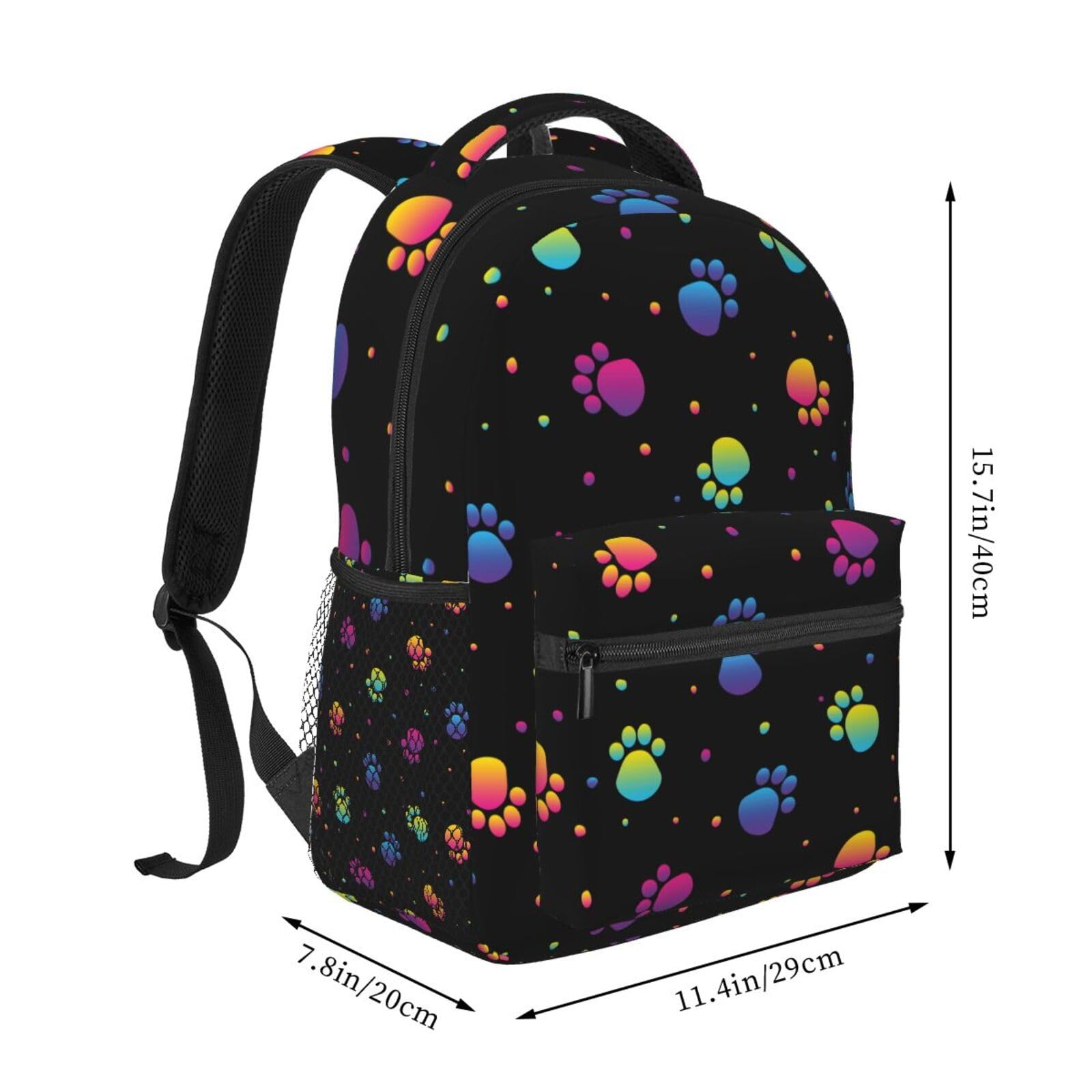 Rainbow Dog Cat Paw Print Backpack - Waterproof School Laptop Bag for Students, Girls & Boys, Teens Travel Backpack for Work, Sports & Daily Use | Perfect for School, College, Office & Outdoor Adventures