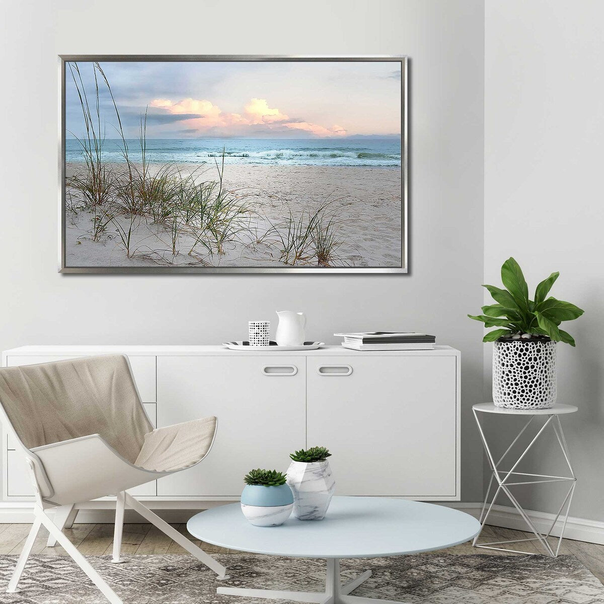 Beach Driftwood Print on Floating Canvas Wall Art - Coastal Decor for Living Room, Bedroom & Office