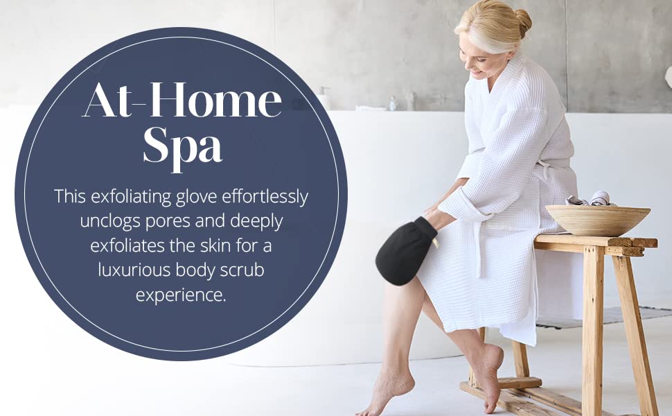 ENLIWISH Exfoliating Gloves for Body Scrub - Dead Skin Remover for Men & Women - Soft & Gentle Exfoliator for Sensitive & Normal Skin (Black) - Perfect for Shower, Spa & Dry Brushing Routine