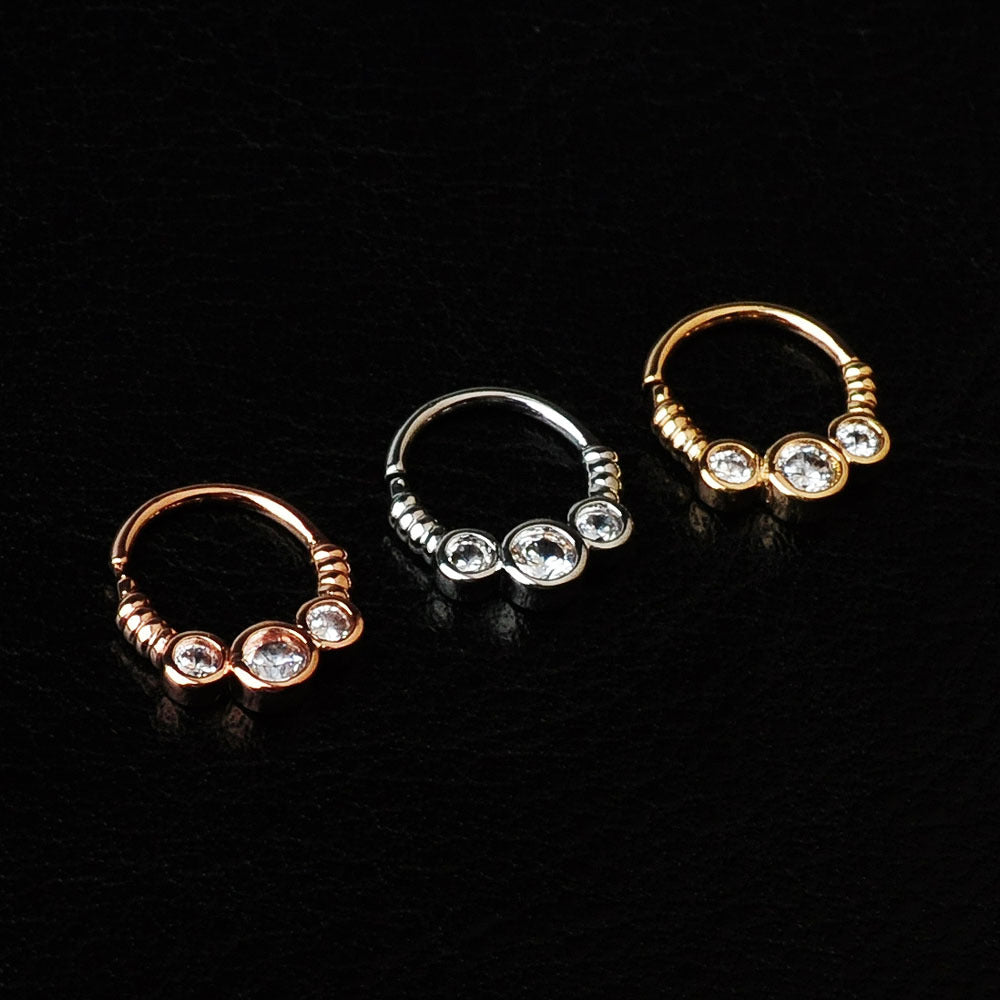 18K Rose Gold Indian Nose Ring Hoop Septum Clicker Jewelry - ER8510 | Elegant Body Piercing for Women, Perfect for Parties, Weddings & Festivals