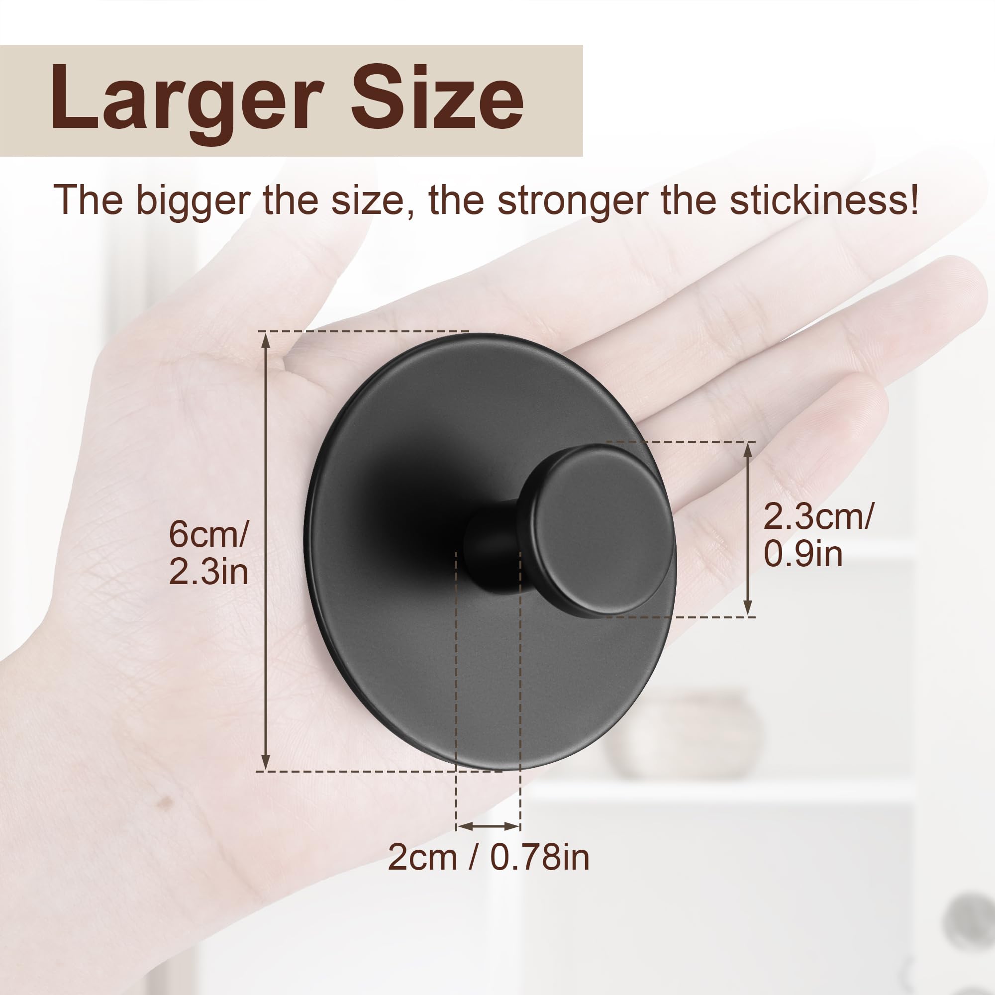 Stainless Steel Adhesive Bathroom Towel Hooks - Heavy Duty Wall Hooks Holds 12lbs, Multi-Purpose Coat Hangers for Shower, Kitchen & Bedroom Organization - Matte Black Space-Saving Home Accessories