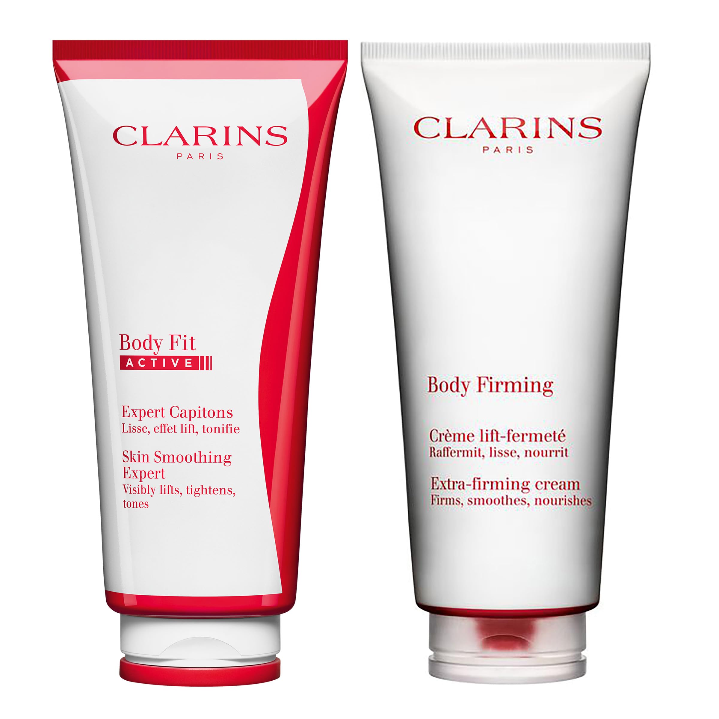 Clarins Body Fit Active Gel-Cream & Extra-Firming Anti-Aging Body Cream Duo | Cellulite Treatment | Skin Tightening & Hydration | For All Skin Types | Post-Workout Recovery & Nighttime Skincare Routine