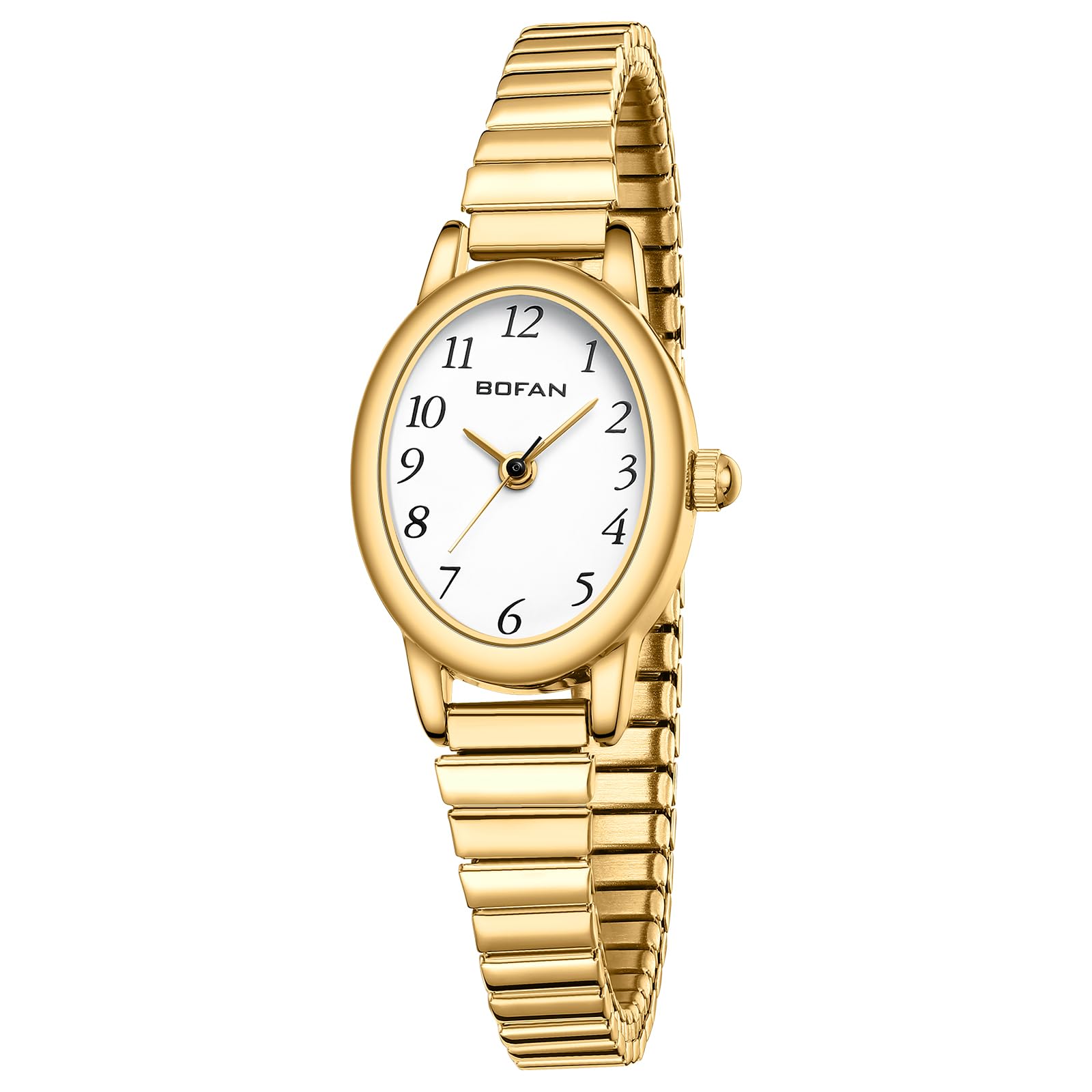 BOFAN Women's Small Gold Watch - Easy Read Quartz Wristwatch with Stainless Steel Expansion Band, Waterproof - Perfect for Everyday Wear, Office & Special Occasions