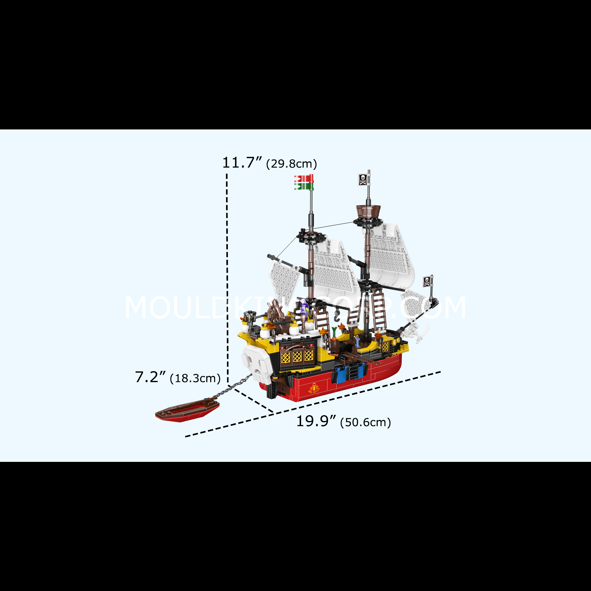 Mould King 10137 Redbeard’s Revenge Pirate Ship Model Building Kit | 928 Piece DIY Bricks Set for Adults & Teens | Perfect for Collectors, Home Decor & Gift Giving
