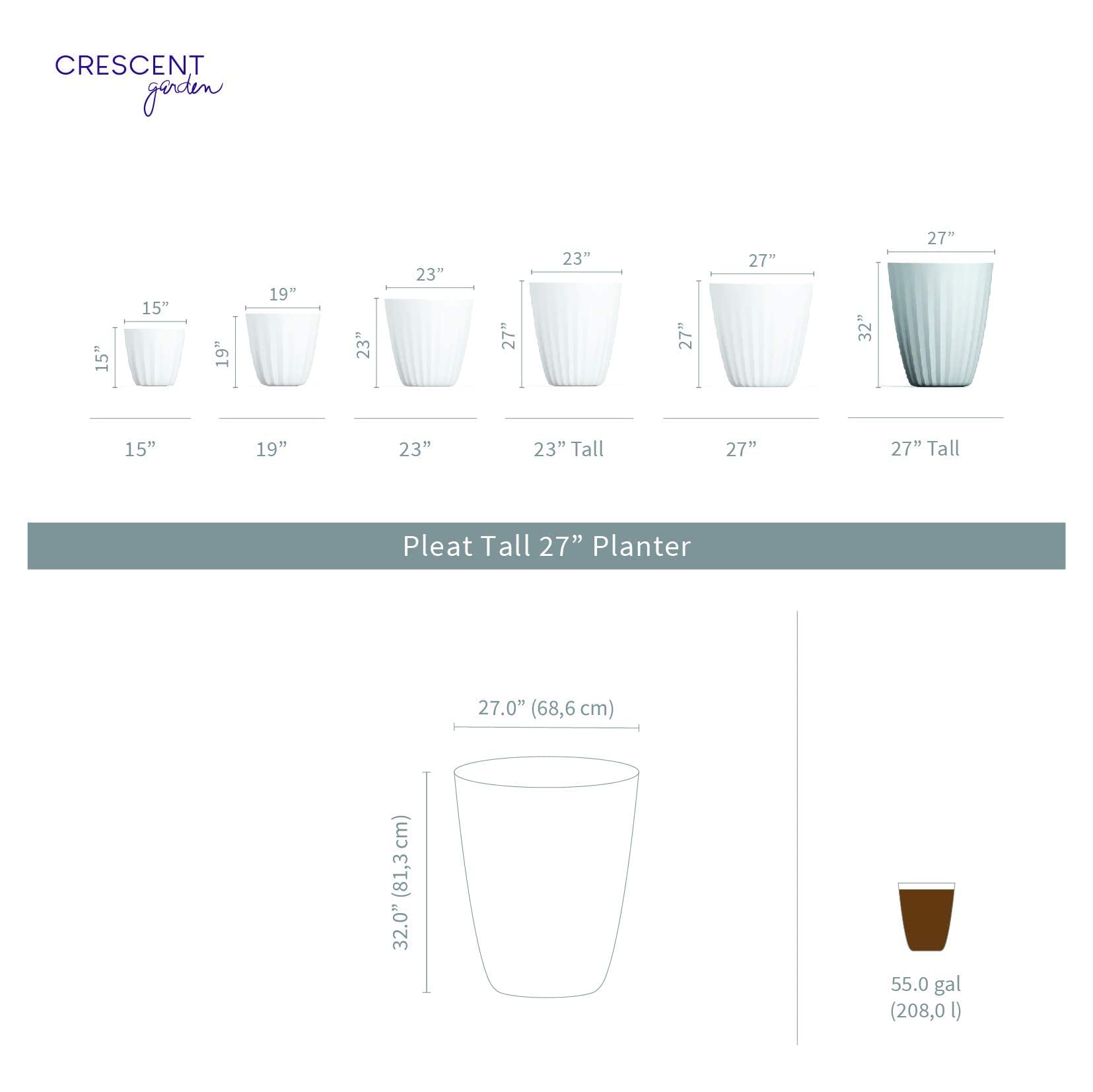 Premium Crescent Garden Pleat Planter - 27