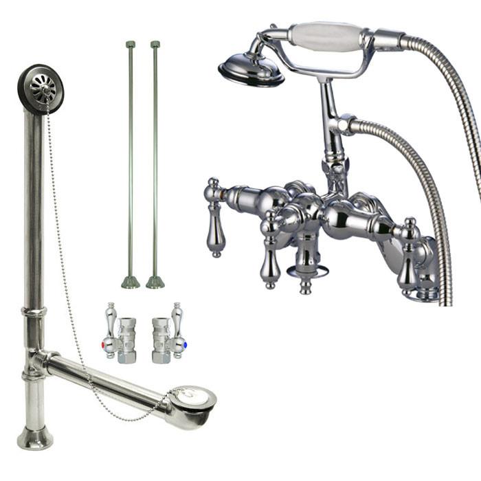 Chrome Deck Mount Clawfoot Bathtub Faucet with Hand Shower - CC620T1 System | Vintage Style Bathroom Fixture for Freestanding Tubs | Perfect for Spa-Like Relaxation & Luxury Bathroom Upgrades