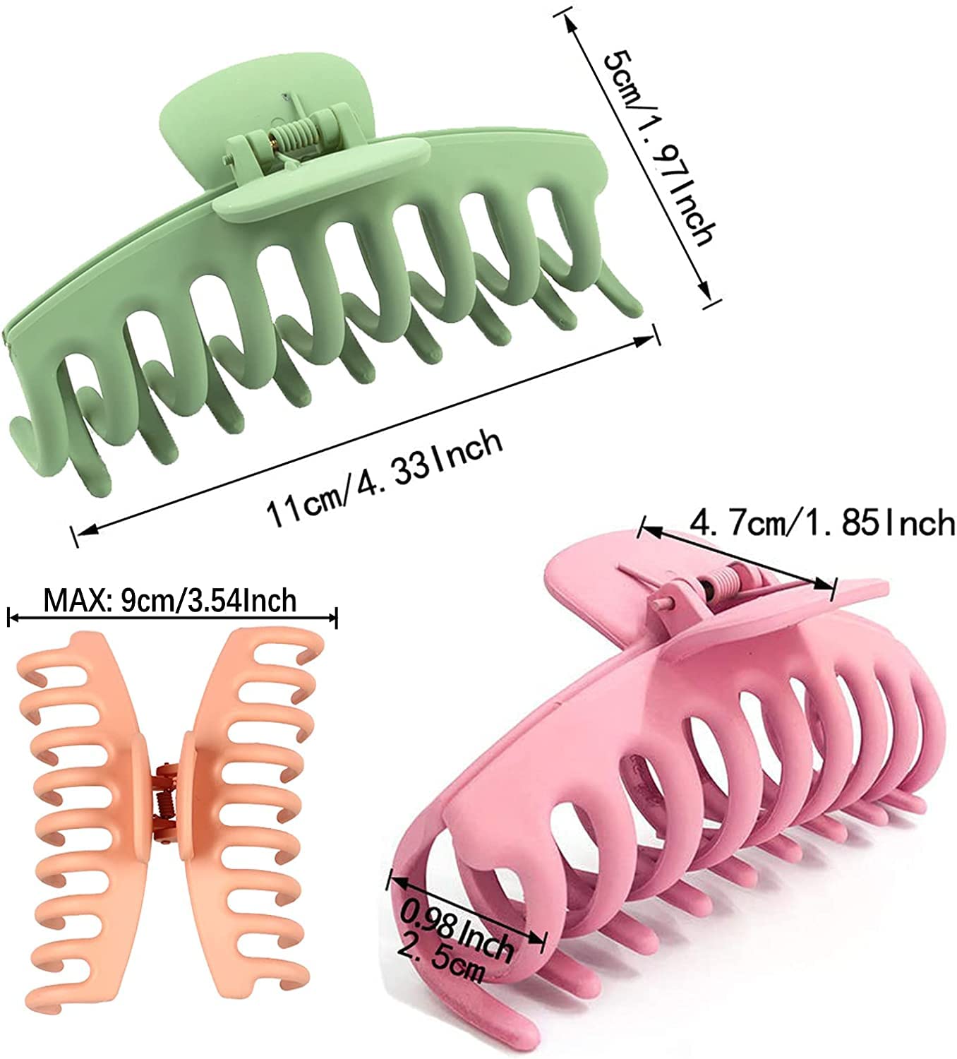 ALIBA COLLECTION 6-Pack Large Matte Non-Slip Hair Claw Clips for Women - Strong Hold Jumbo Hair Claws for Thick Hair, Ponytails & Updos (Perfect for Work, Gym, Beach & Everyday Styling)