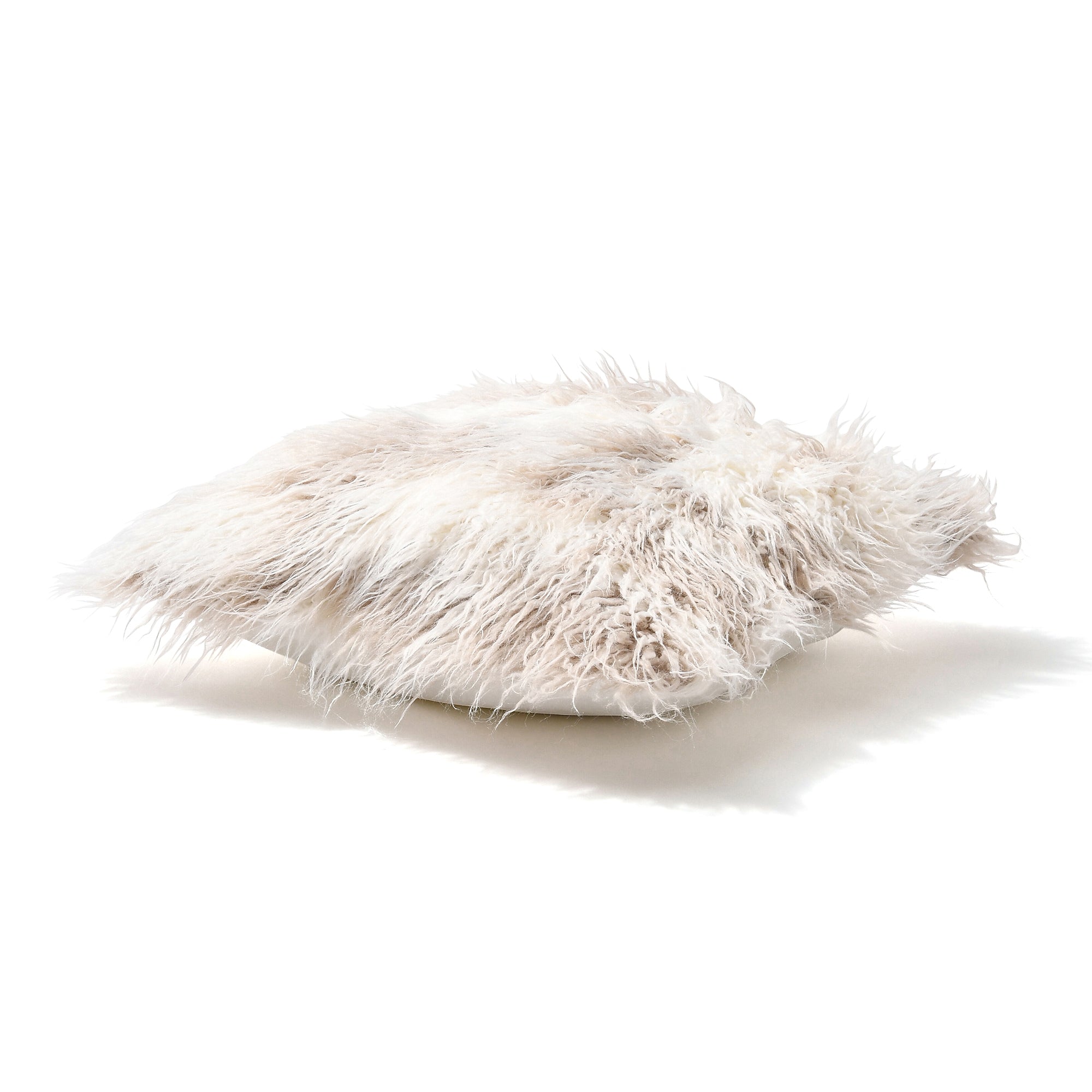Faux Fur Cushion Cover 18x18 Inches White and Beige - Soft & Luxurious Throw Pillow Case for Sofa, Bed, and Home Decor