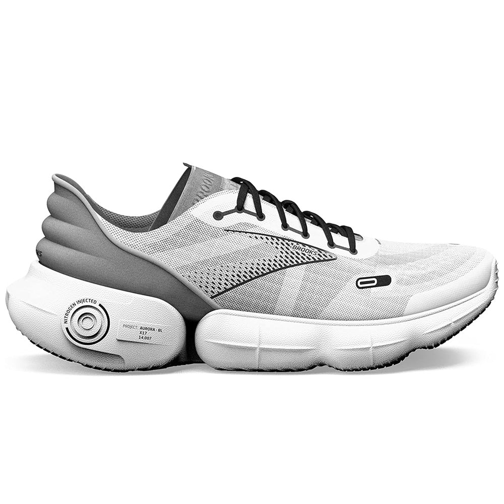 Brooks Aurora Men's Running Shoes - White/Alloy/Black - Size 8 D Medium - Lightweight Cushioned Road Running & Gym Training Shoes