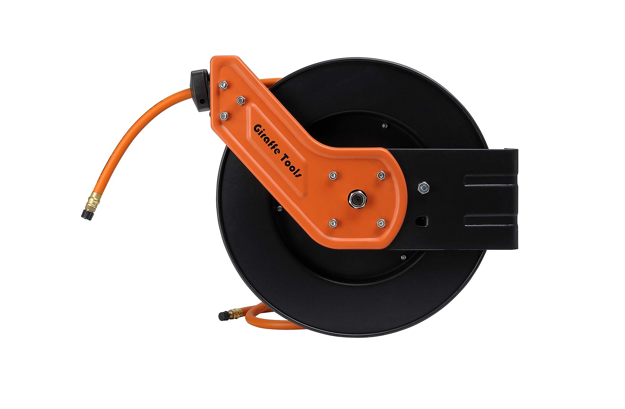 Giraffe Tools 50ft Retractable Air Hose Reel with 25ft Hybrid Hose - Heavy Duty Steel Wall Mount Reel, Auto Rewind, 300PSI - Perfect for Garage, Workshop & Automotive Air Tools