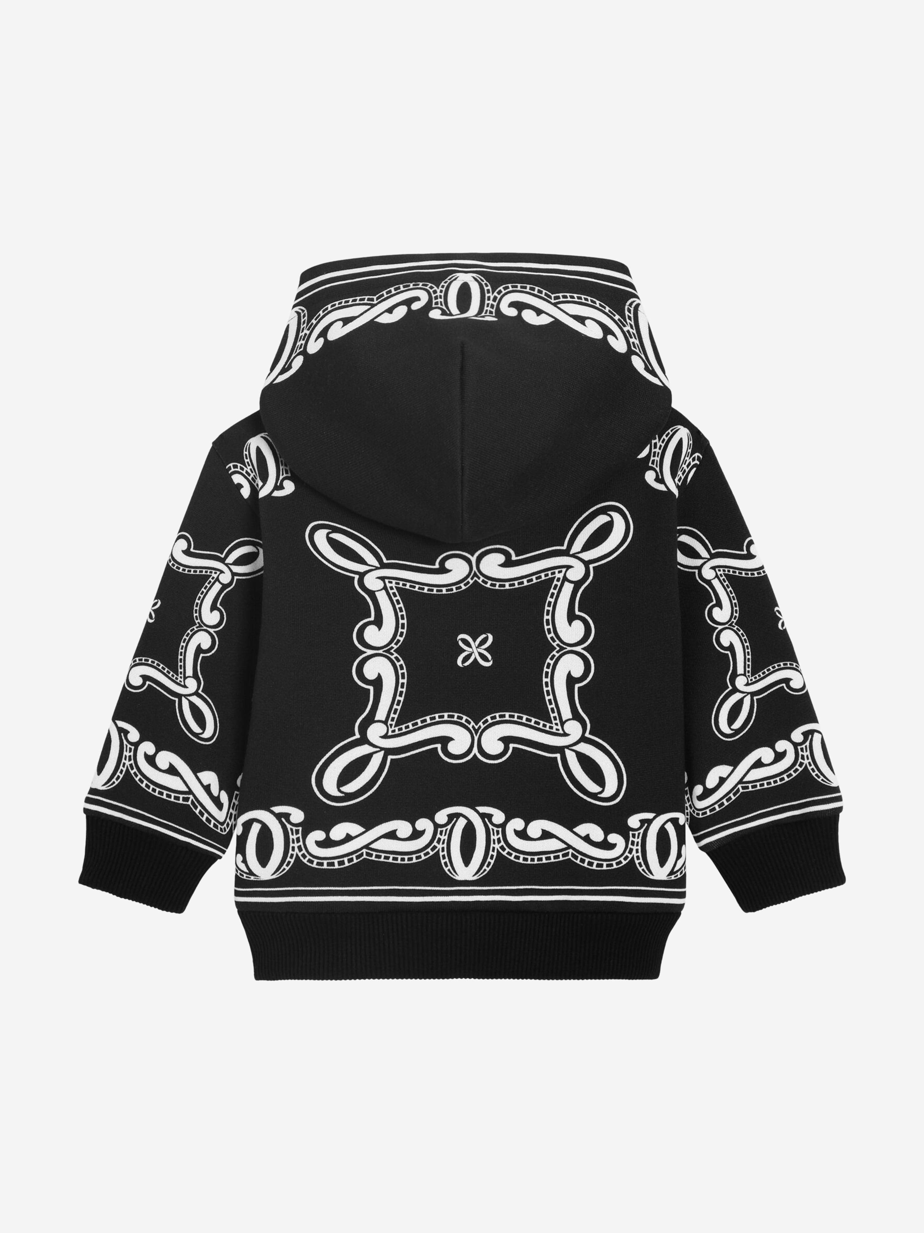 Baby Boys Bandana Print Zip Up Hoodie - Black | Soft & Stylish Pullover for Toddlers | Perfect for Playdates, Outings & Casual Wear