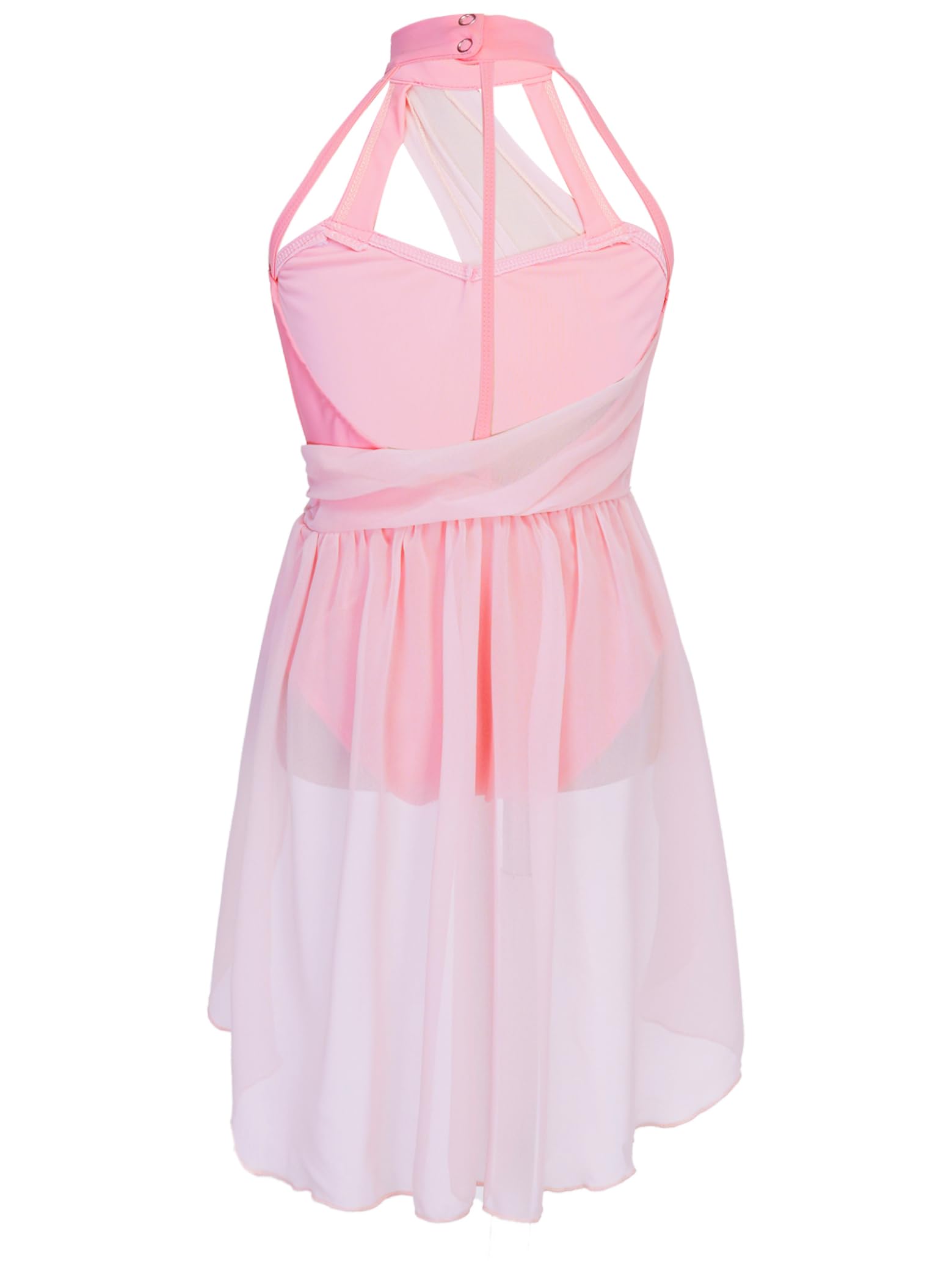 Sxiwei Girls Ballet Dance Leotard Dress - Halter Neck Lyrical Contemporary Ballroom Costume for Performances & Recitals