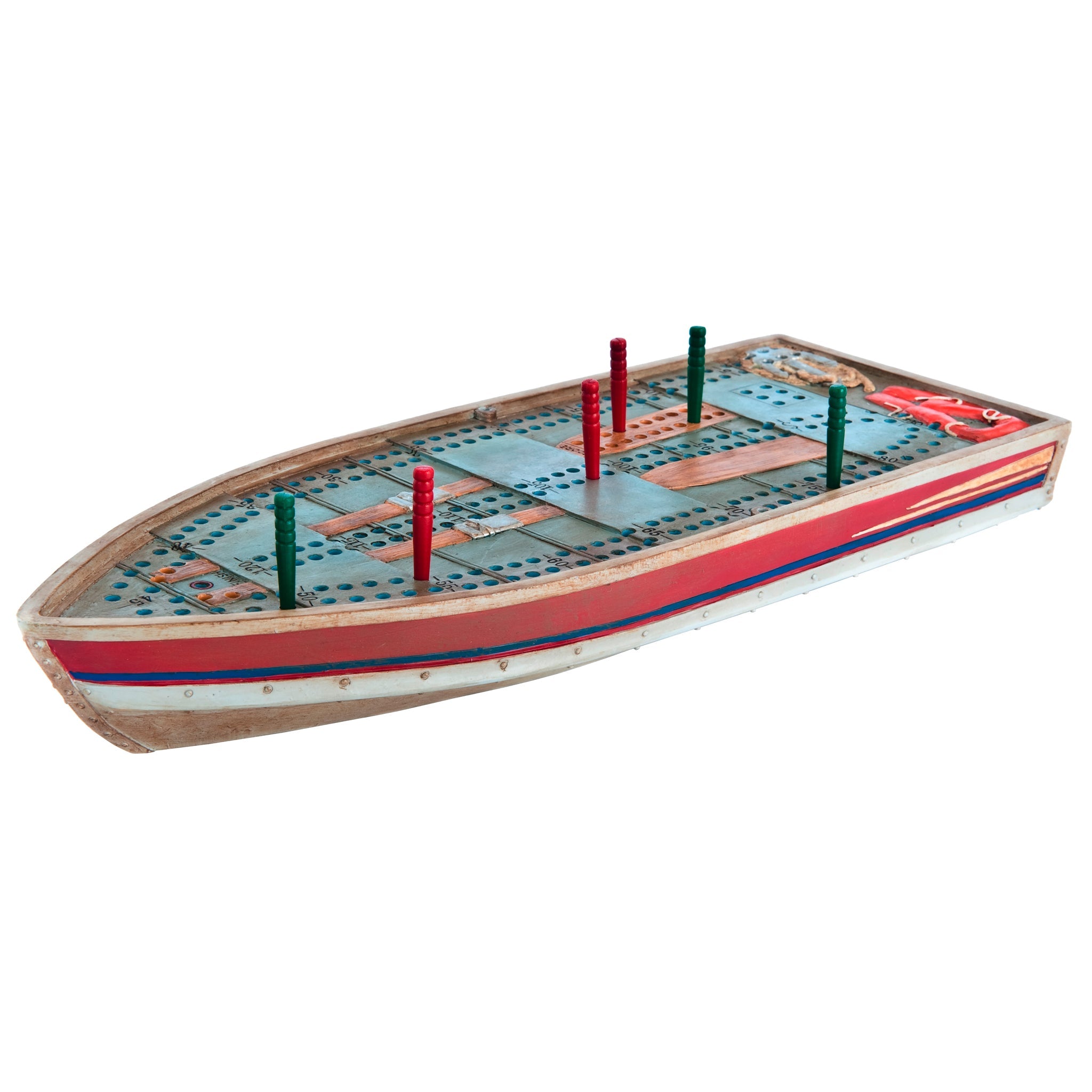 Premium Tin Boat Cribbage Board Game Set - Classic Wooden Pegs & Travel-Friendly Design - Perfect for Camping, Road Trips, and Family Game Nights