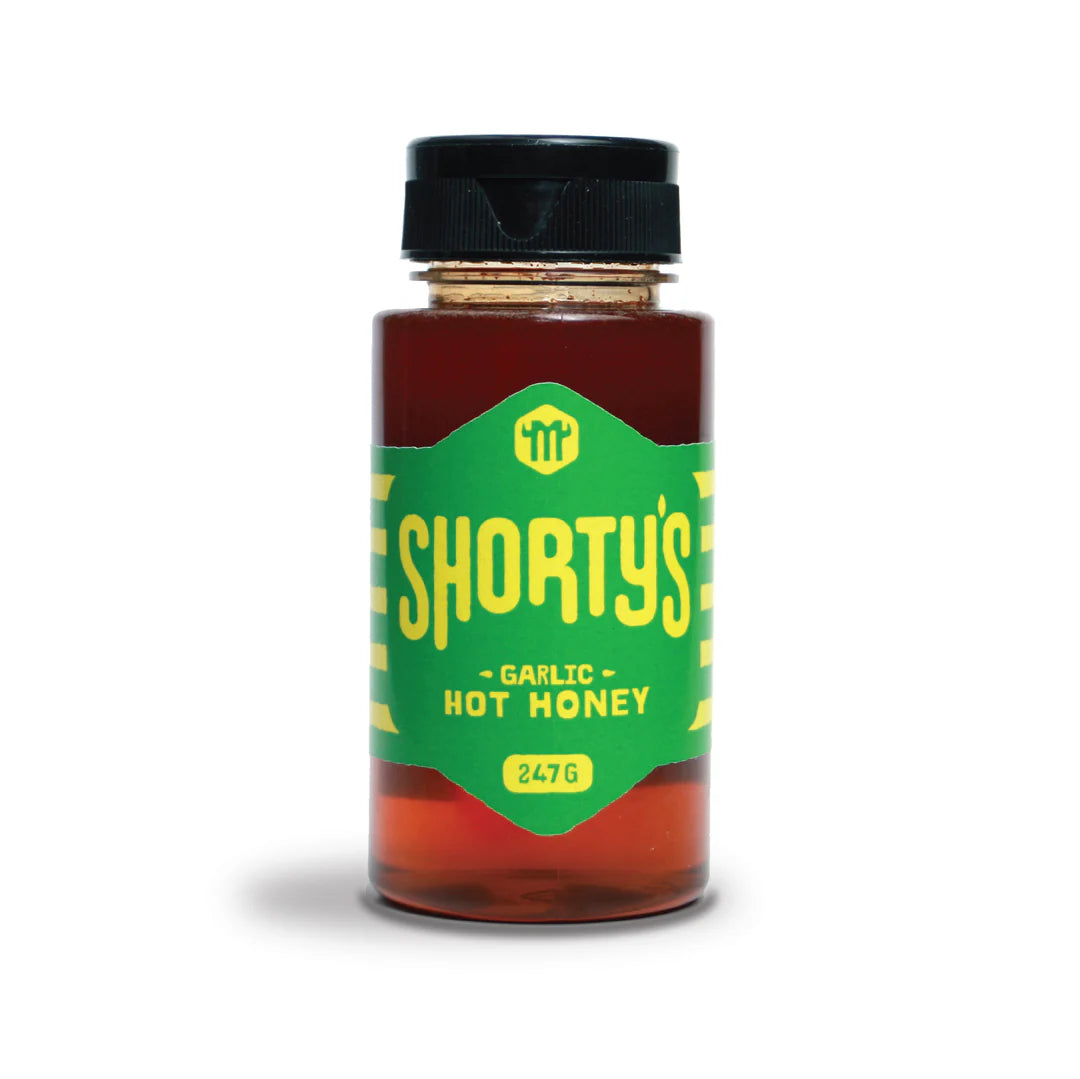 Shorty's Garlic Hot Honey - Spicy Garlic Infused Honey for Cooking, Grilling & Drizzling - Perfect for Wings, Pizza & BBQ Glazes