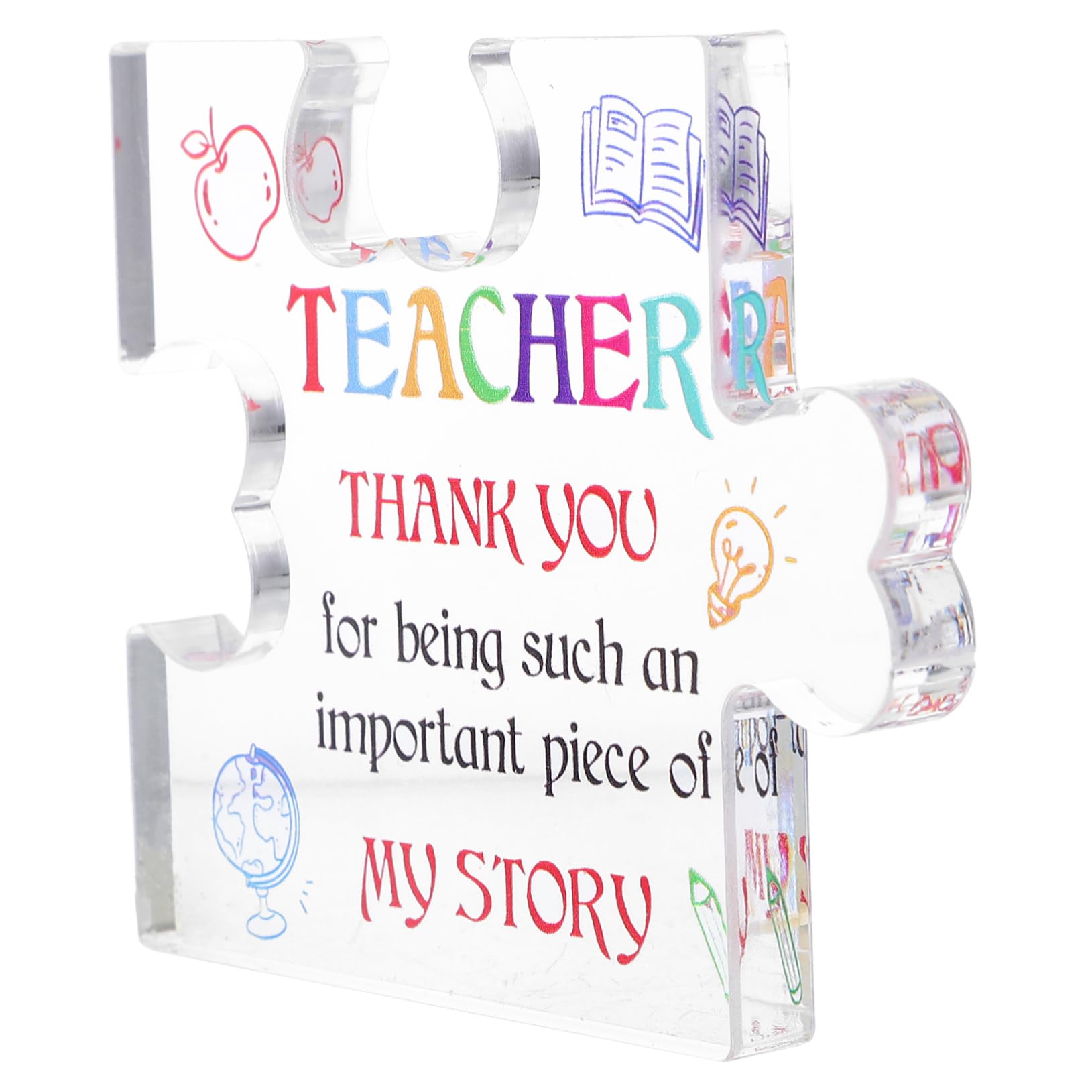 STOBOK 5-Piece Acrylic Office Decor Set - Teacher Appreciation Signs, Desk Name Plates & Table Decorations for Classroom, School, or Home Office