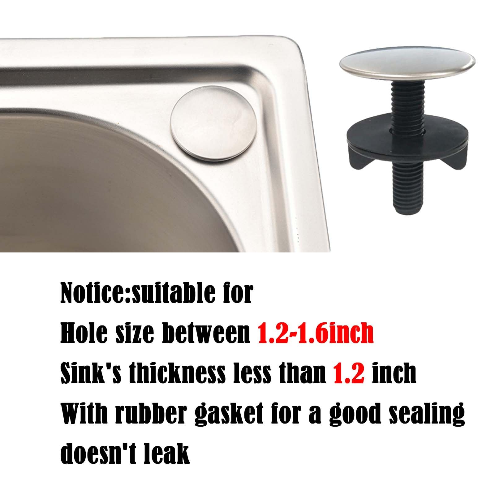 3-Pack Stainless Steel Sink Hole Covers - Faucet Hole Plugs & Sink Tap Hole Plate Stoppers (0.5-1.7 Inch Diameter) - Rustproof Kitchen Sink Accessories for Bathroom & Kitchen Renovation