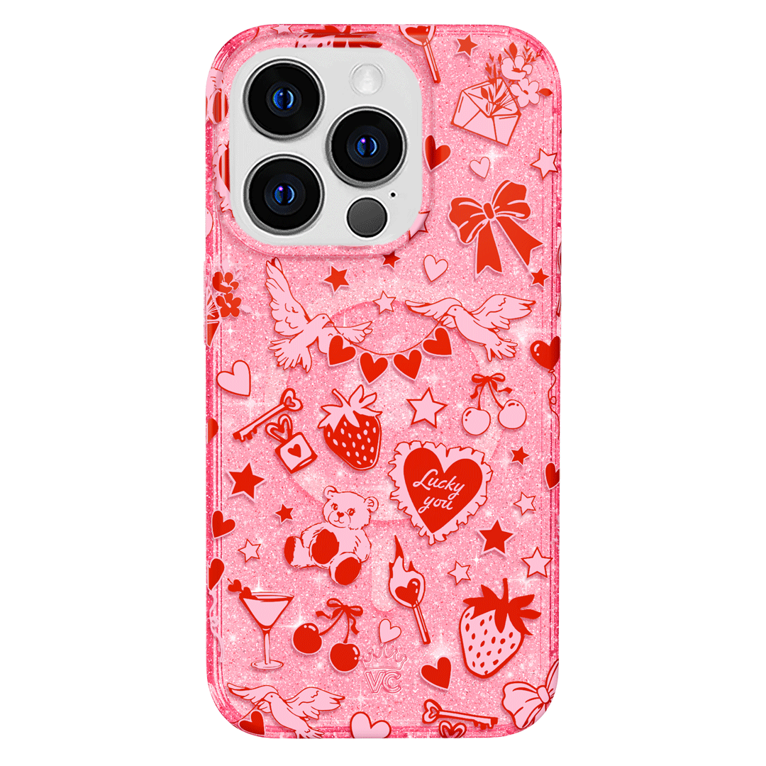 Be Mine Glitter iPhone Case - Sparkly Protective Phone Cover for iPhone 13/14/15 - Perfect for Valentine's Day, Parties & Everyday Glam