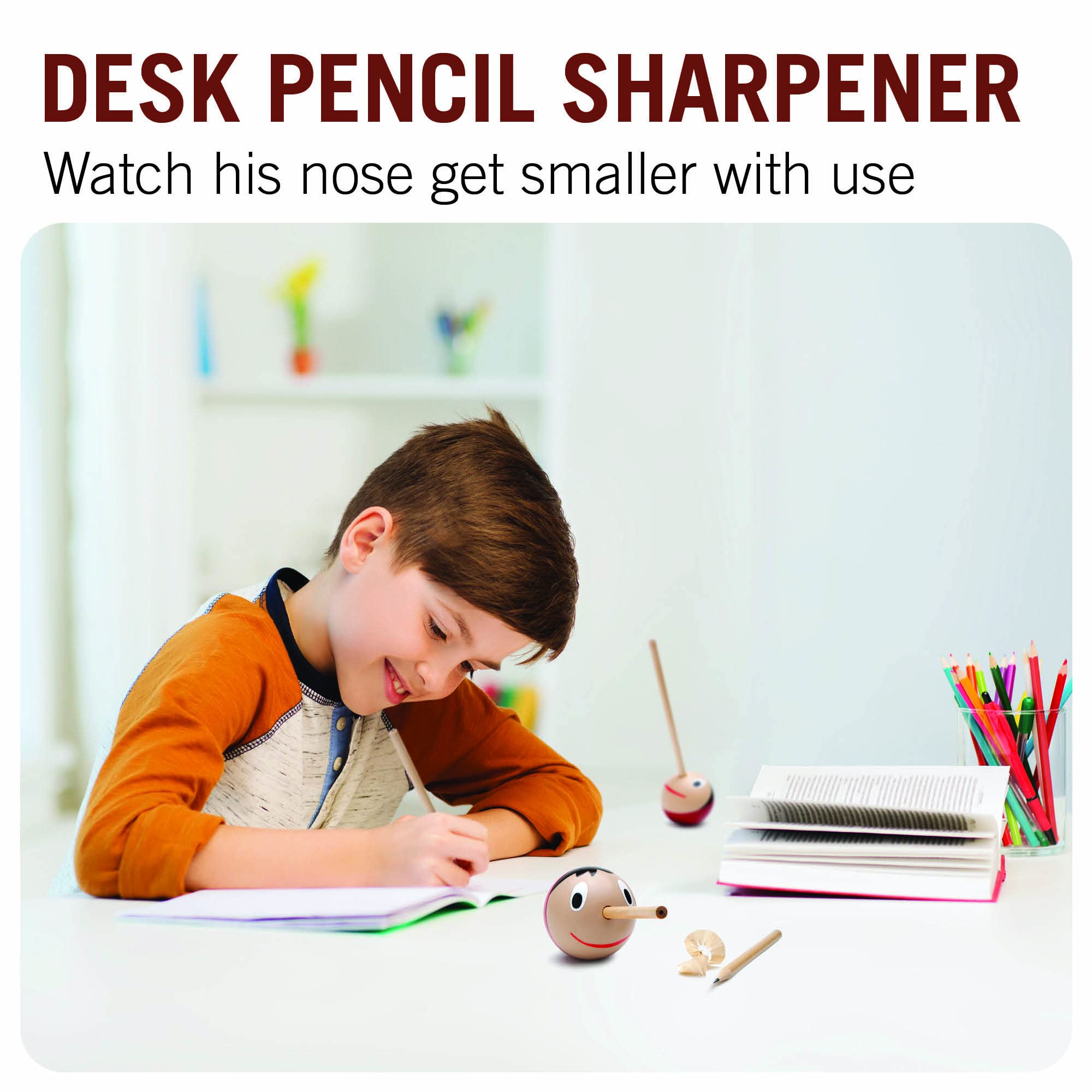 Monkey Business Geppetto Pinocchio Pencil Sharpener - Manual Handheld Sharpener with Pencil Nose for Kids & Adults - Fun Novelty Gift for Boys & Girls - Perfect for School, Office & Art Projects