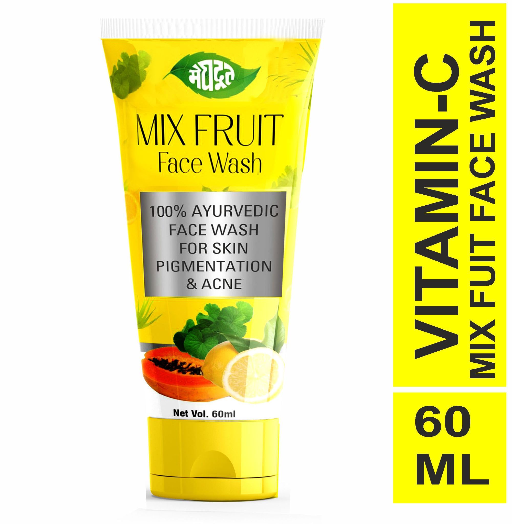 Meghdoot Mix Fruit Face Wash 60ml (Pack of 3) - Natural Cleanser for Glowing Skin | Perfect for Daily Skincare Routine & Travel