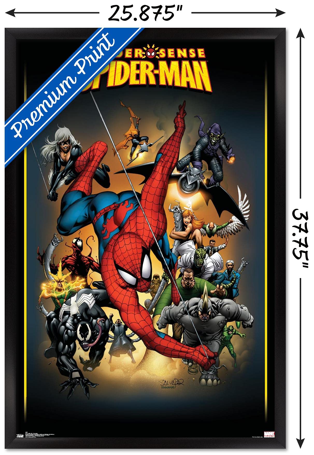 Trends International 24x36 Marvel Comics Spider-Man vs Adversaries Wall Poster - Black Framed Superhero Decor (36