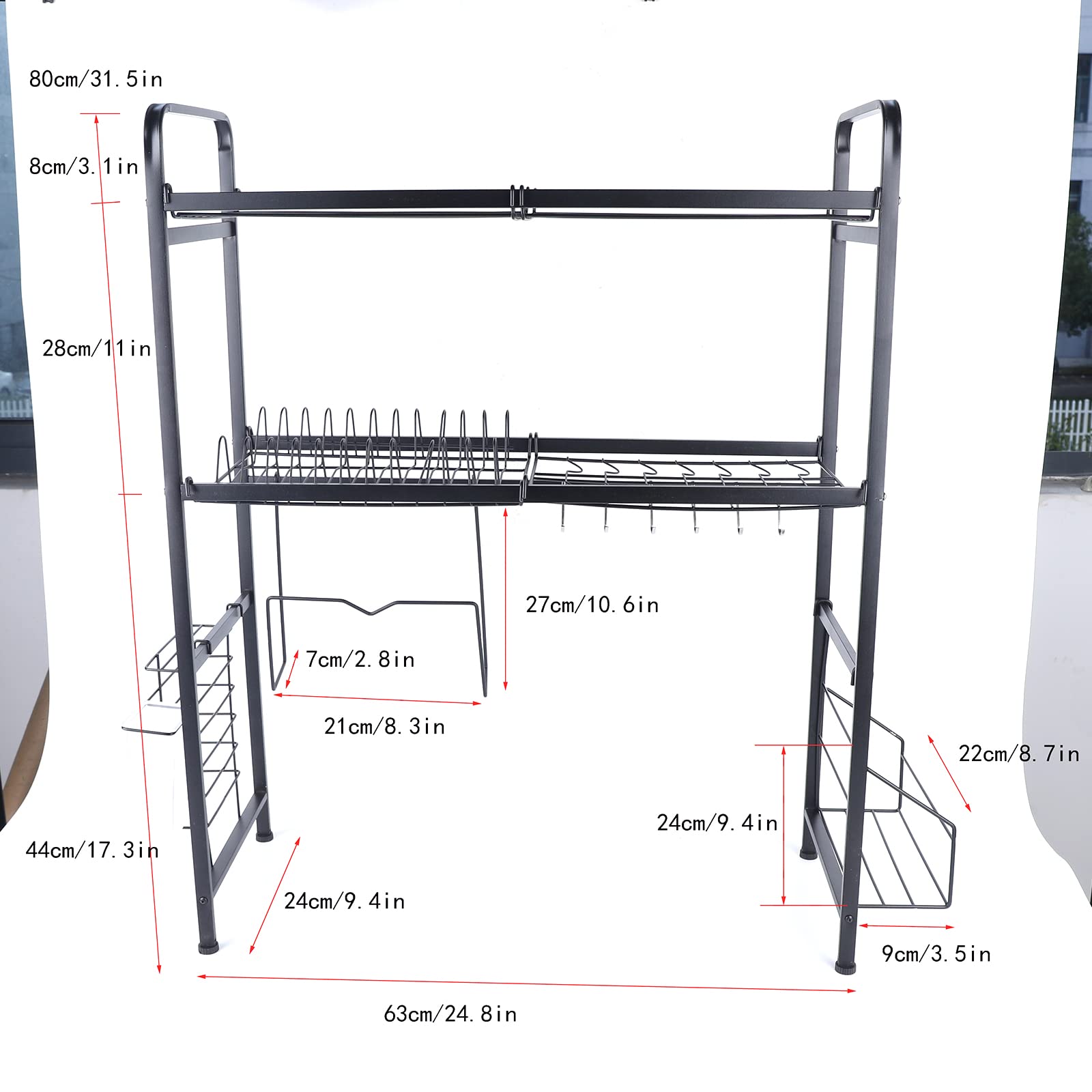 Premium 2-Tier Dish Drying Rack with Utensil Holder, Cutting Board Storage & Cup Organizer - Space Saving Kitchen Countertop Organizer for Above Sink Dish Drainer | Perfect for Small Kitchens, Apartments & RV Living