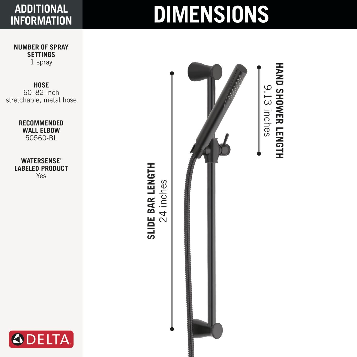 Delta Faucet Compel Slide Bar Handheld Shower with Hose - Brushed Nickel Detachable Shower Head & Adjustable Slide Bar - Perfect for Bathroom, Spa, and Relaxing Shower Experience (Model 57085-SS)
