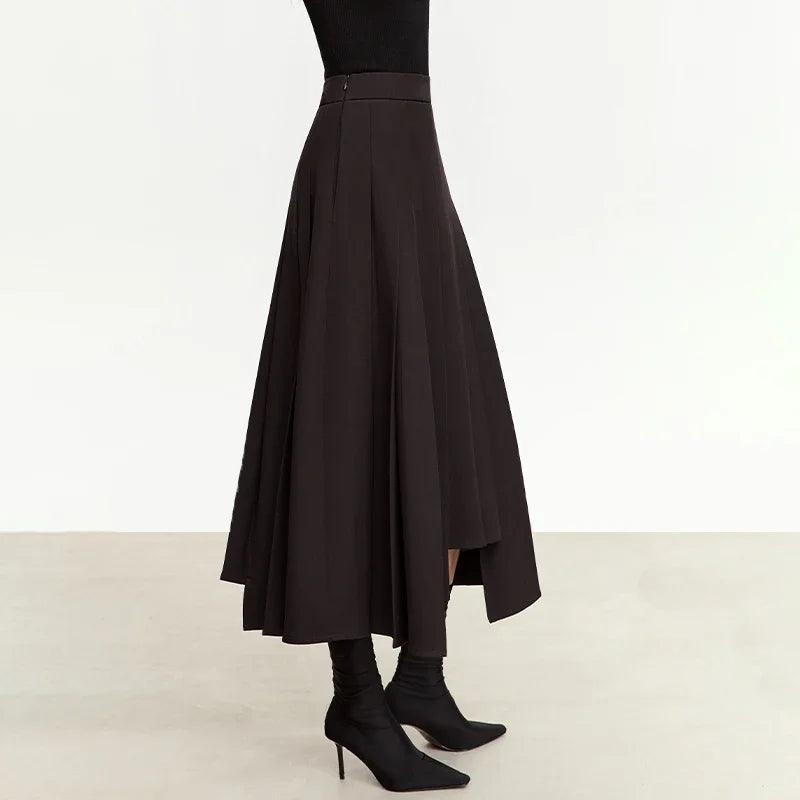 2023 Women's Winter Wool A-Line Pleated Skirt with Unique 3D Irregular Design - Loose Fit Mid-Length Skirt for Office, Party & Casual Outfits