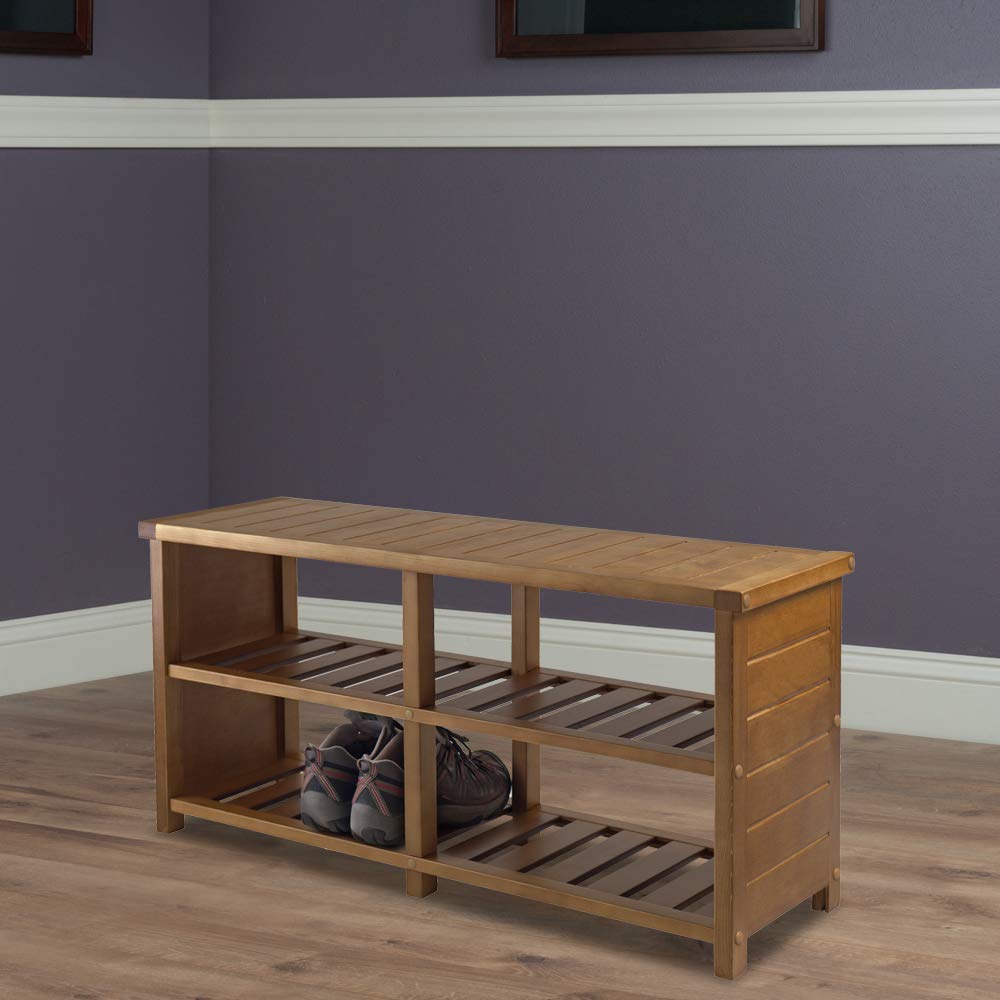 Winsome Keystone Teak Storage Organizer for Home, Office, and Bathroom Organization