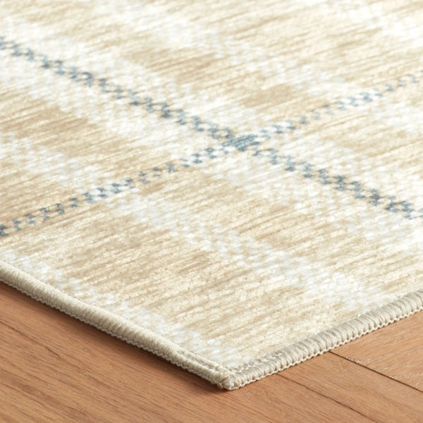 Hallie Plaid Khaki Area Rug - Soft & Durable Machine Washable Living Room Rug for Home Decor, Bedroom, Office & High Traffic Areas