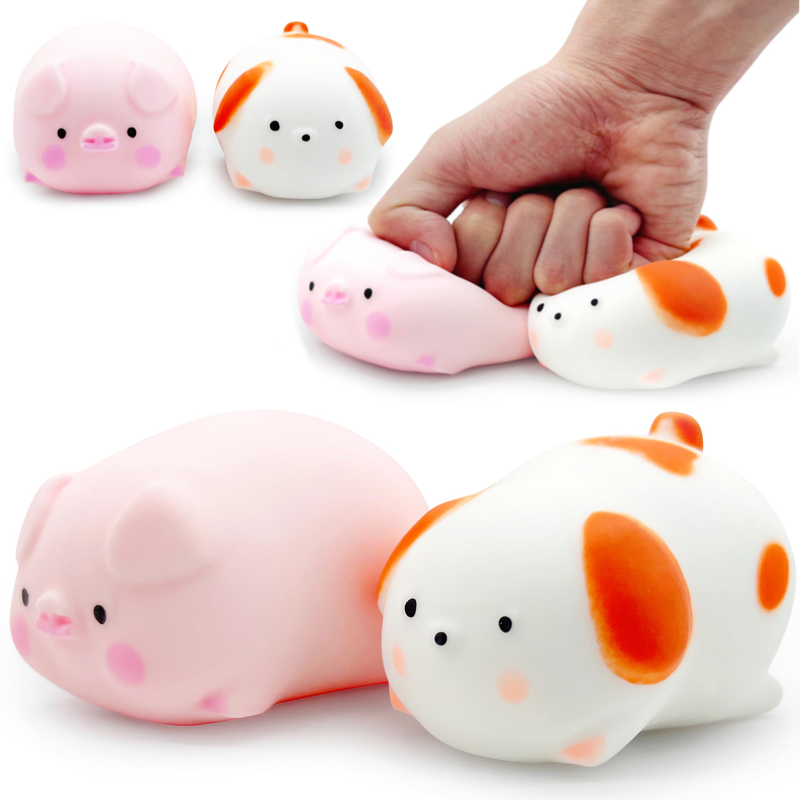 ZTATU Squishy Dog & Pig Stress Relief Balls for Kids - 2 Pack Sensory Fidget Toys for Anxiety, Autism & ADHD - Soft Squeeze Party Favors & Classroom Rewards - Perfect for Stress Relief, Focus & Sensory Play