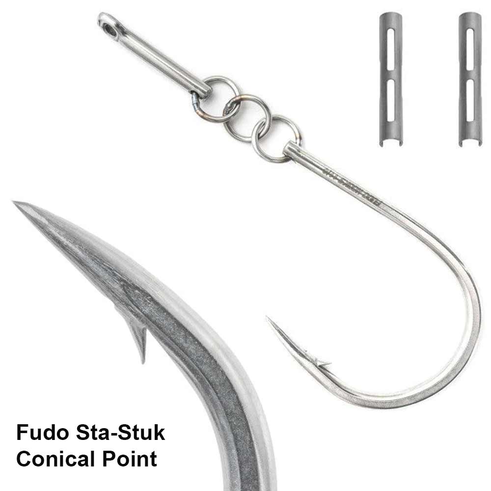 Fudo Hooks Sta Stuk Conical Point Hooks - Heavy Duty Fishing Hooks for Saltwater & Freshwater Fishing - Perfect for Bass, Trout, and Catfish Angling