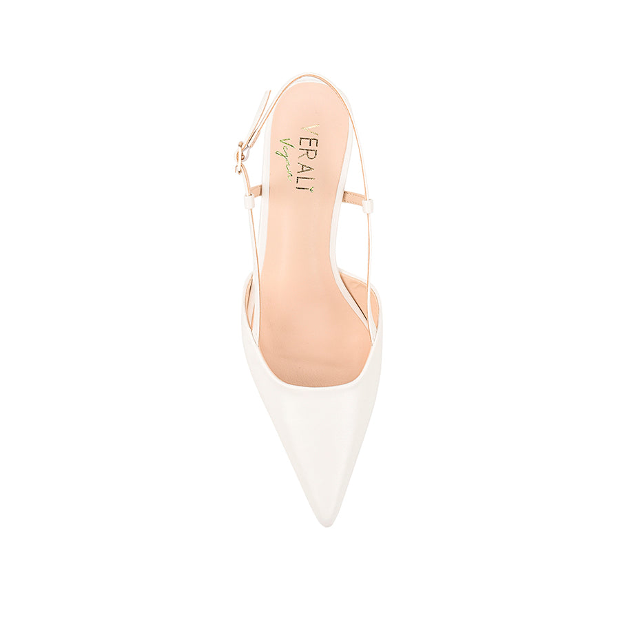 Lucas Slingback Kitten Heels for Women - Comfortable Low Block Heels in Chalk White | Perfect for Office, Wedding & Summer Outfits