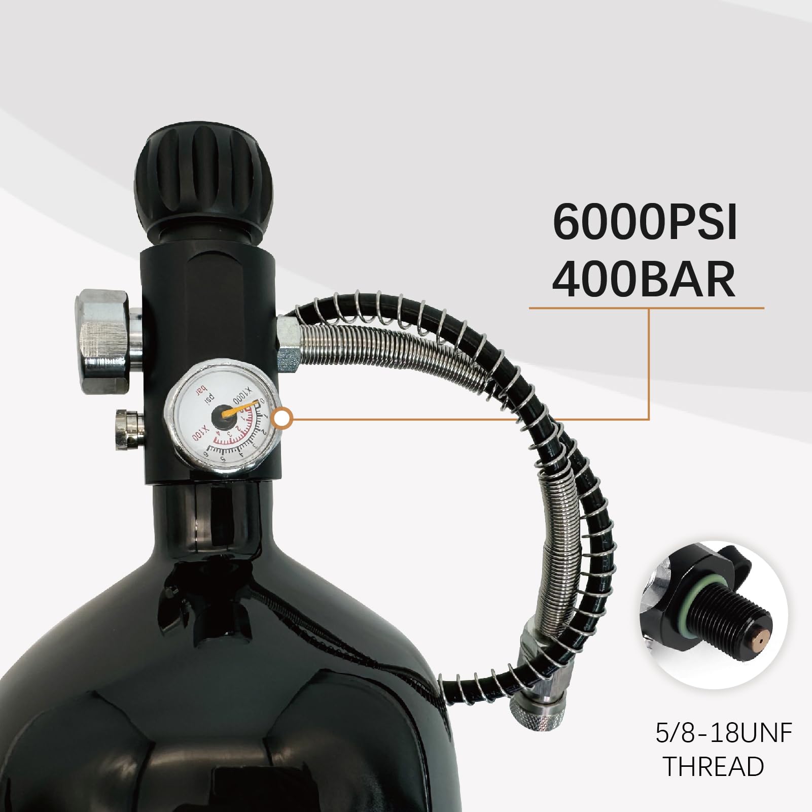 98ci Carbon Fiber Paintball Tank - 4500psi PCP HPA Air Tank with Black Coating & Dual Gauge Valve | Includes Black Zip Up Cover | Perfect for Paintball, Airsoft & Outdoor Sports