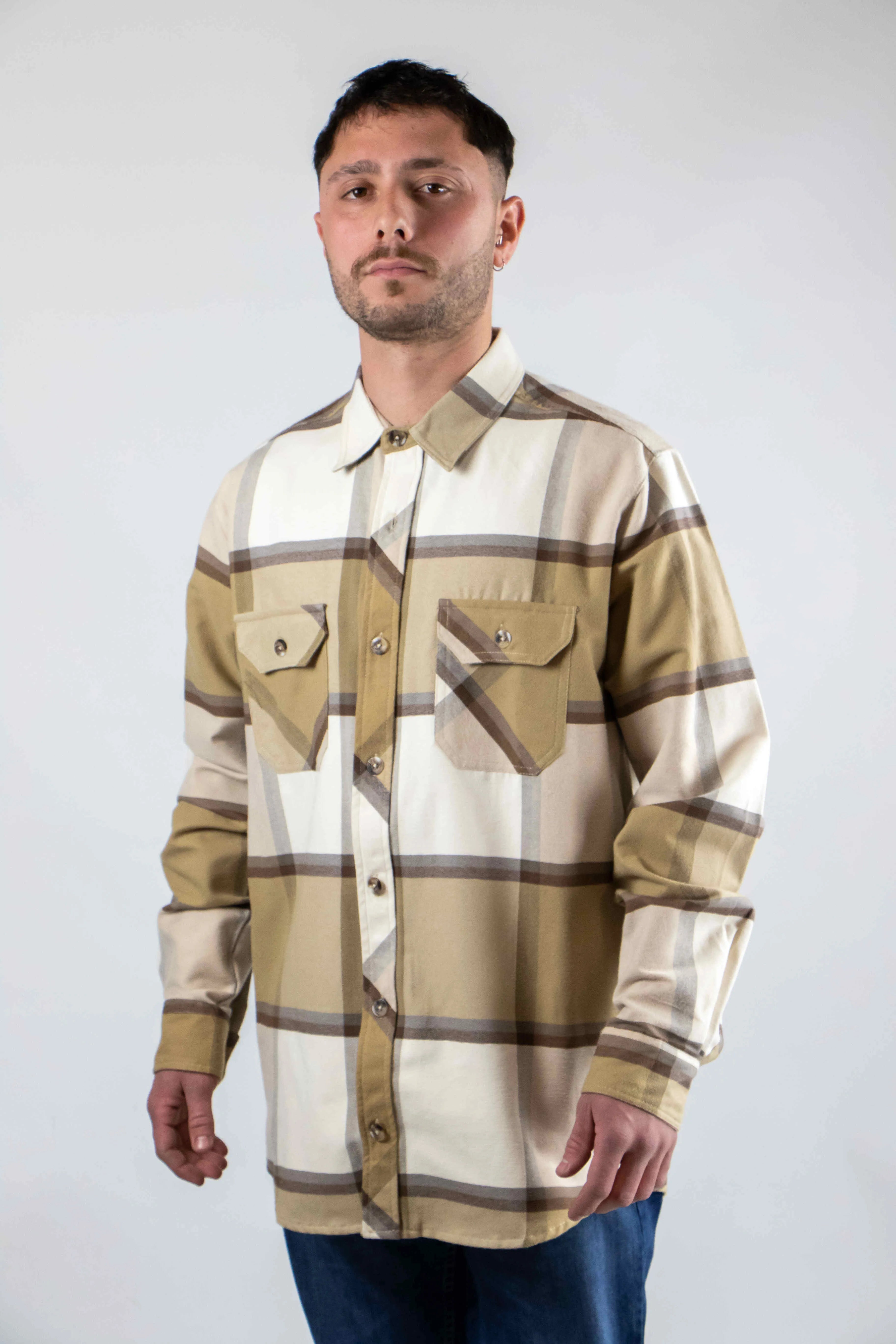Ocn Zurich Beige Brown Camel Shirt - Casual Button Down Shirt for Men, Perfect for Office, Travel & Everyday Wear