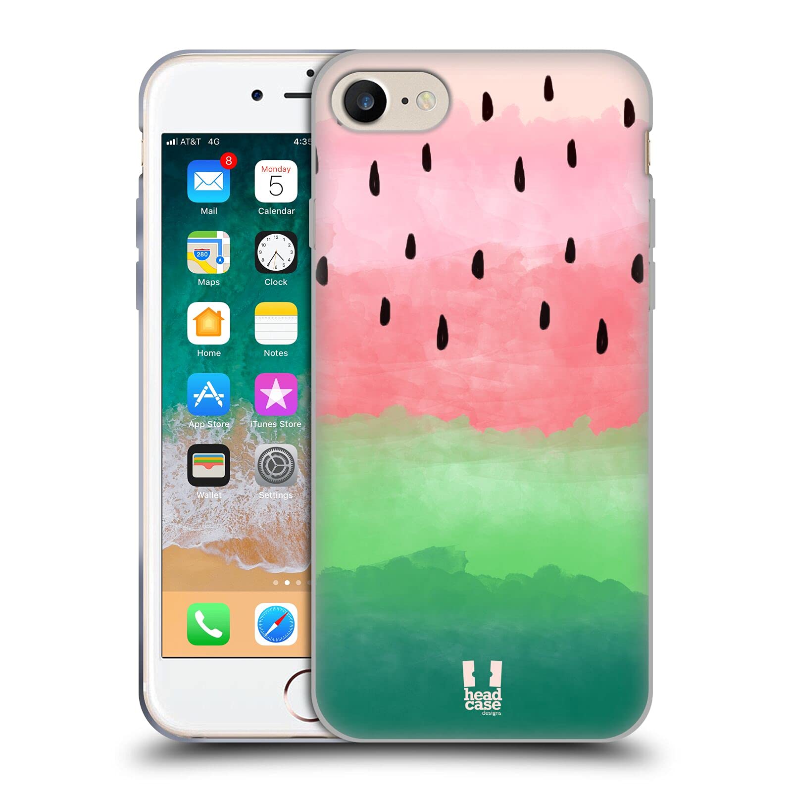 Head Case Designs Watercolor Watermelon Prints Soft Gel Phone Case Compatible with Apple iPhone 7/8/SE (2020 & 2022) - Protective Cover for Everyday Use, Work & Travel