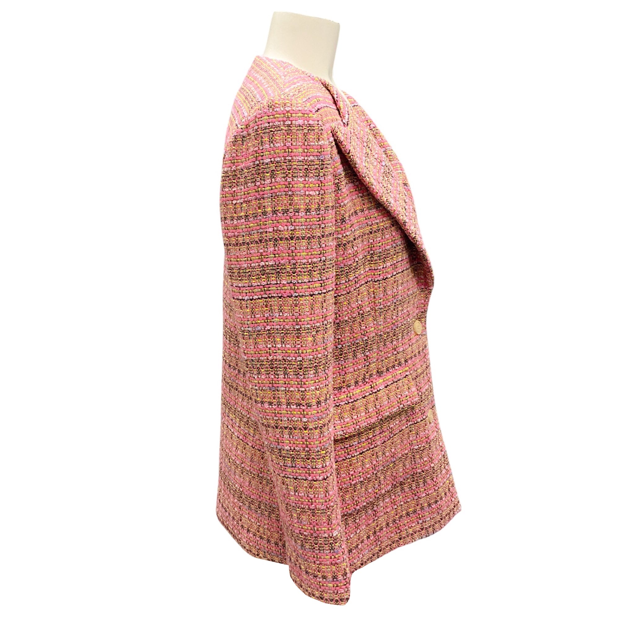 Stylish Pink Multi Tweed Jacket for Women - Elegant Blazer Coat for Office, Dating & Special Occasions