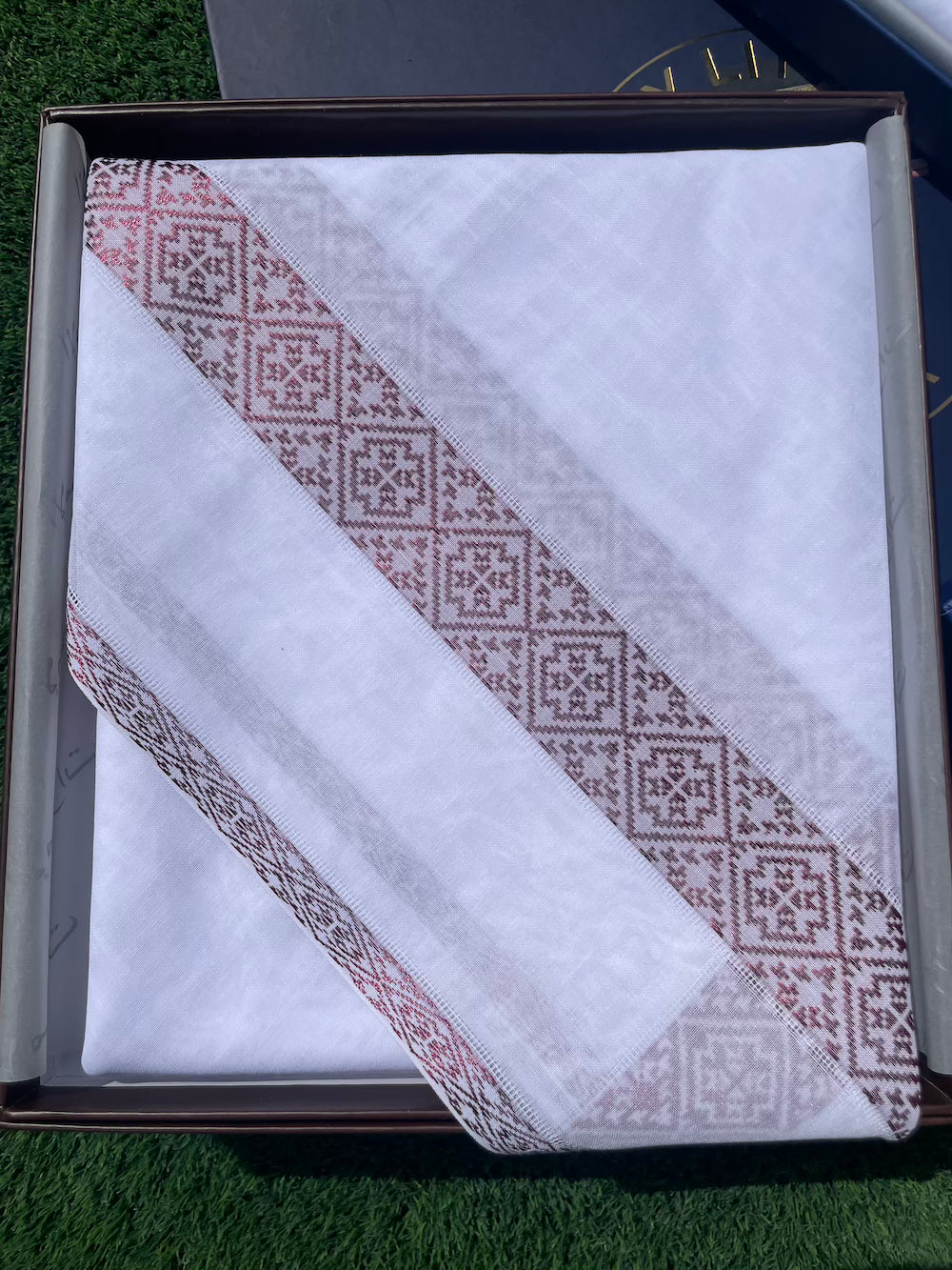 Premium Berry Keffiyeh Shemagh Scarf with Metallic Border - 54